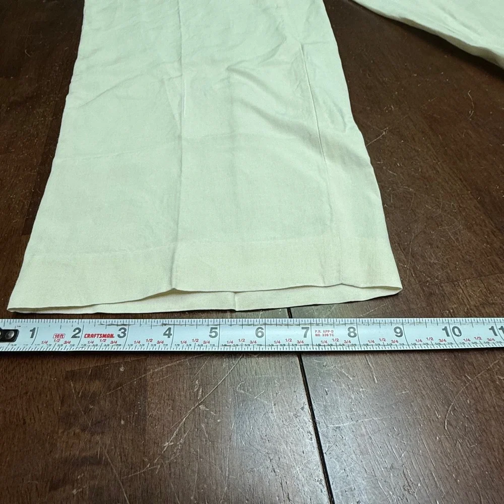 Polo Ralph Lauren Pants Fits 38/29 Cream Linen Silk Blend Flat Front Straight